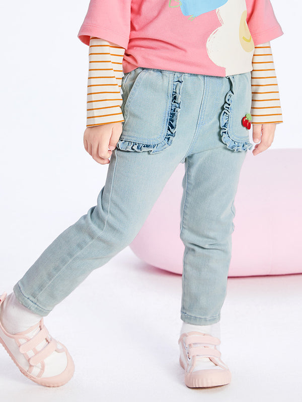 balabala Toddler Girl High Stretchy Textured Jeans 2-8 Years