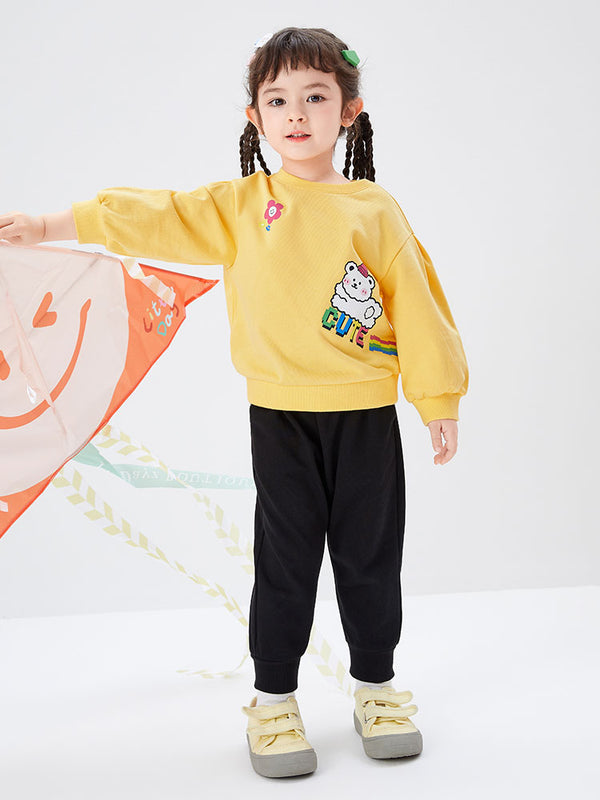 Toddler Girl Casual Flower Bear Printed Long Sleeve Suit208322104016