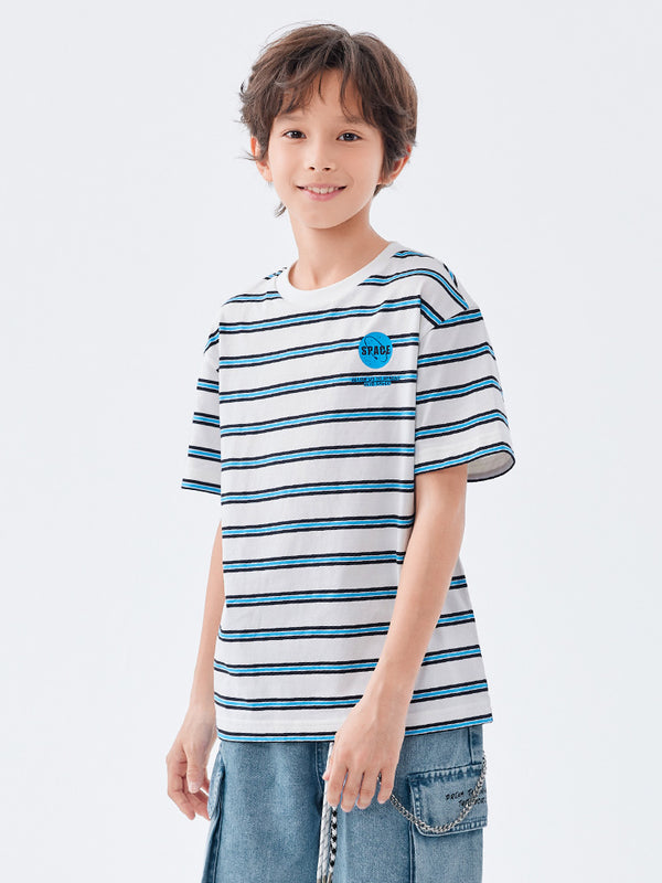 balabala cotton short-sleeved striped parent-child T-shirt 7-14 years
