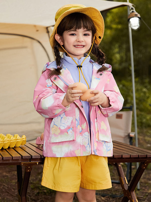 Toddler Girl Flower Printing Hooded Jacket208322105010