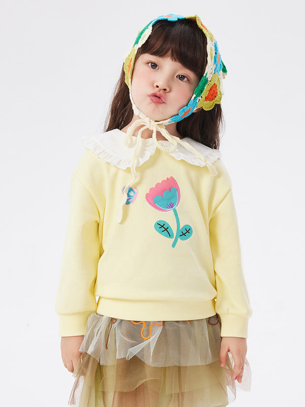 balabala Toddler Girl Fun Graphic Patched Collar Sweatshirt 2-8 Years