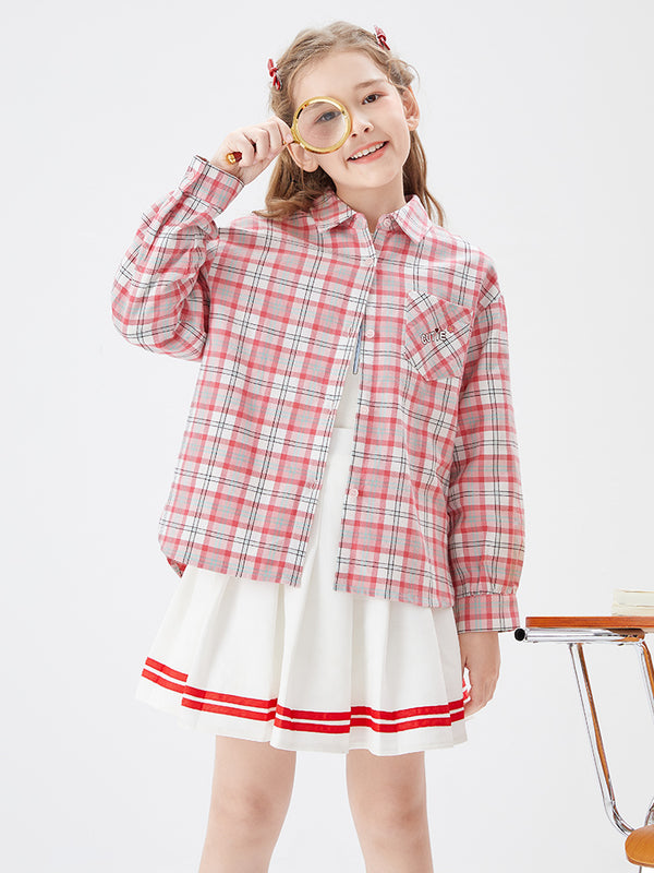 Kids Girl Delicate Lattice Long-Sleeved Shirt208322102001