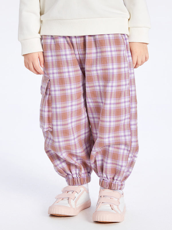 balabala Toddler Unisex Flannel Dyed Yarn Checked Woven Trousers 2-8 Years